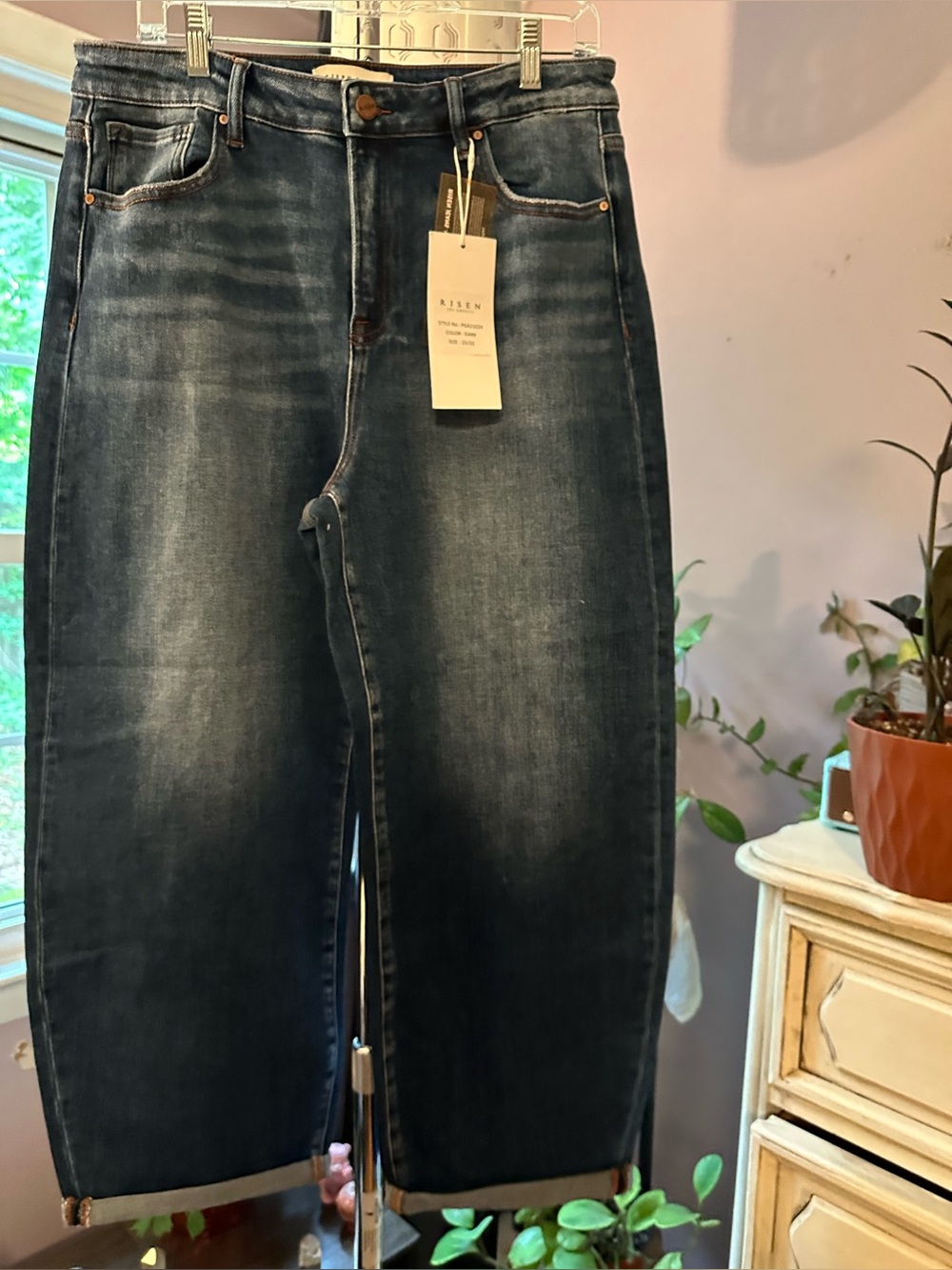 RISEN Women’s Size 15/32 High-Rise Cropped Barrel-Leg Jeans NWT